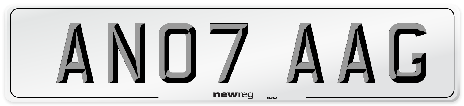 AN07 AAG Number Plate from New Reg
